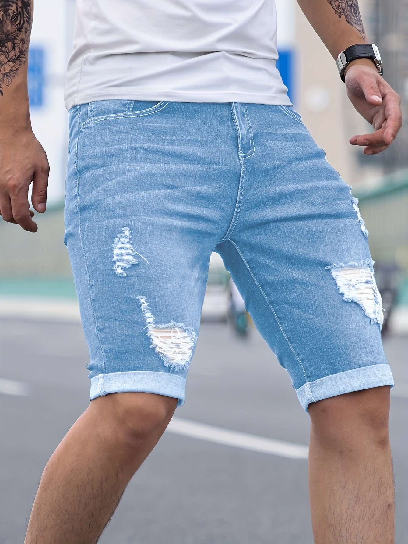 Calvion | Heren Casual Denim Shorts – Slim Fit Zomerjeans met Zakjes voor Dagelijks Gebruik