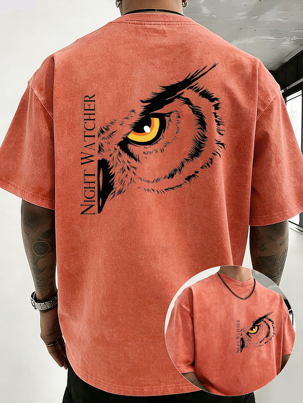 Alrican | Vintage oversized T-shirt van zwaar katoen, gewassen, losse pasvorm