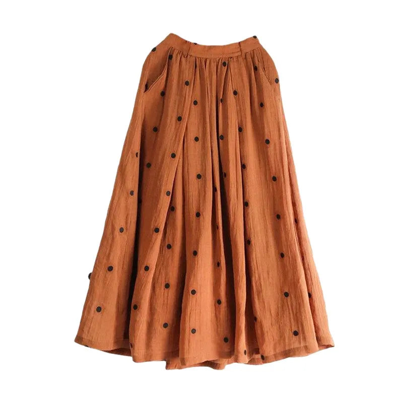 Vionarae | Zwierige midi-rok met polkadots voor dames met zakken – hoge taille
