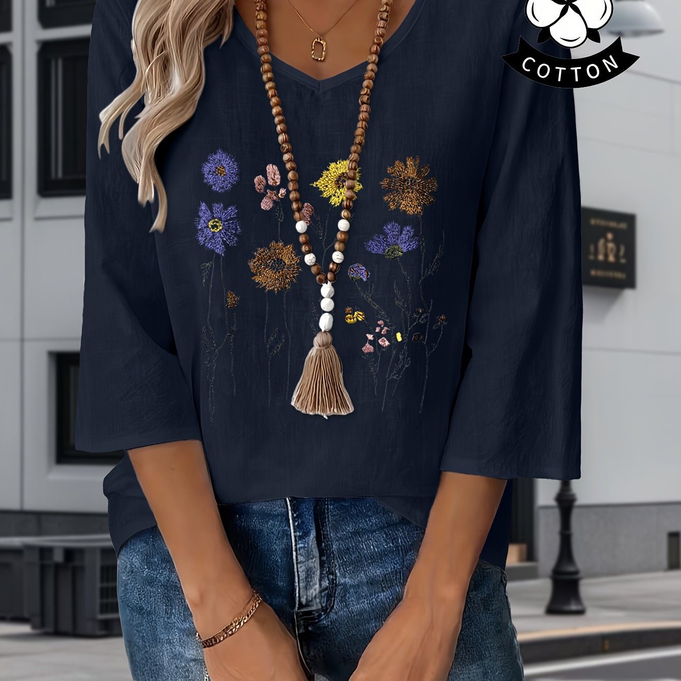 Liorithra | Damesblouse met bloemenborduursel – Elegant casual overhemd