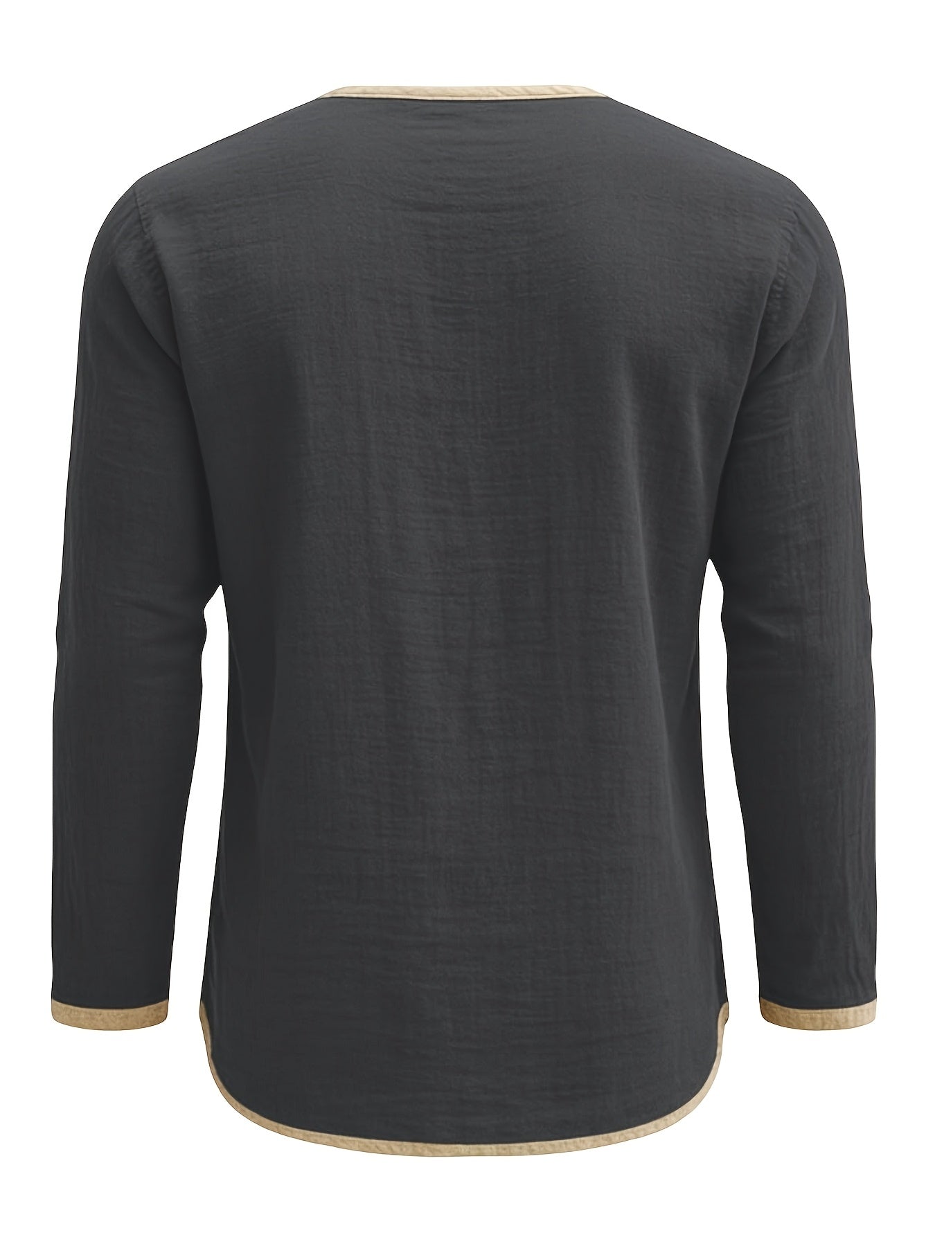 Ravix | Linnen Henry-overhemd voor heren – Casual strandoverhemd met lange mouwen en knopen