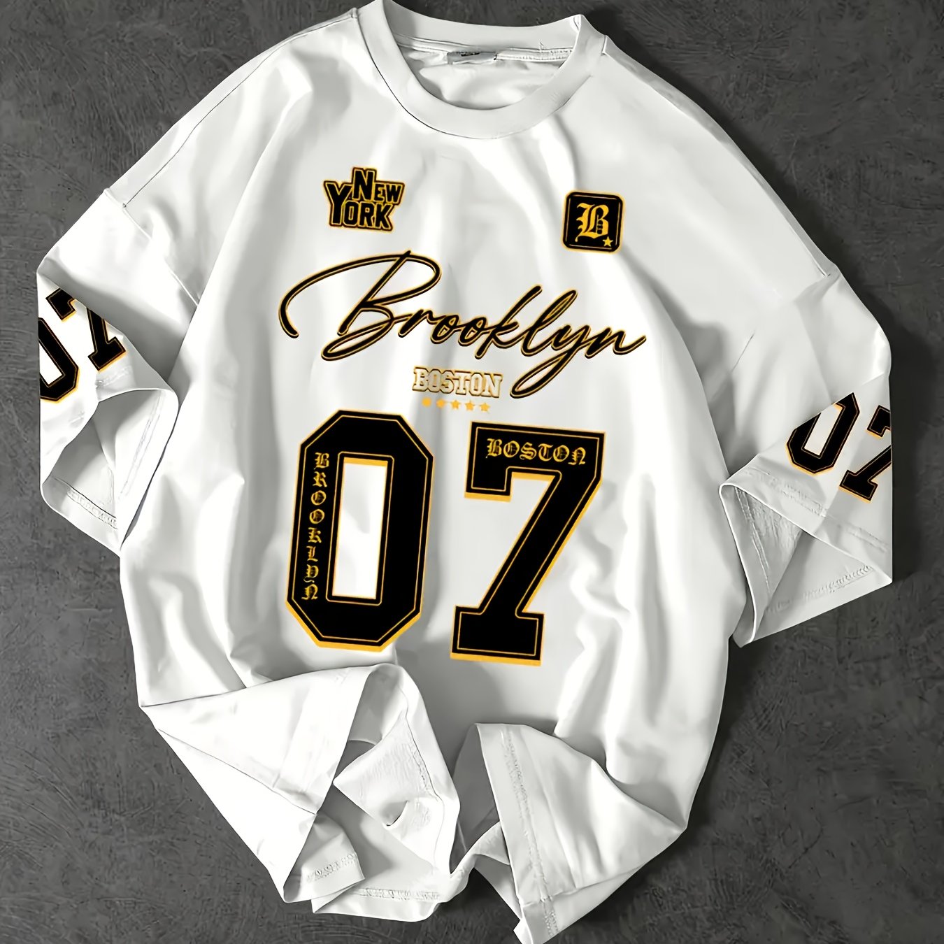 Isen | Heren T-shirt met grafische print Brooklyn 07, oversized pasvorm, casual streetwear
