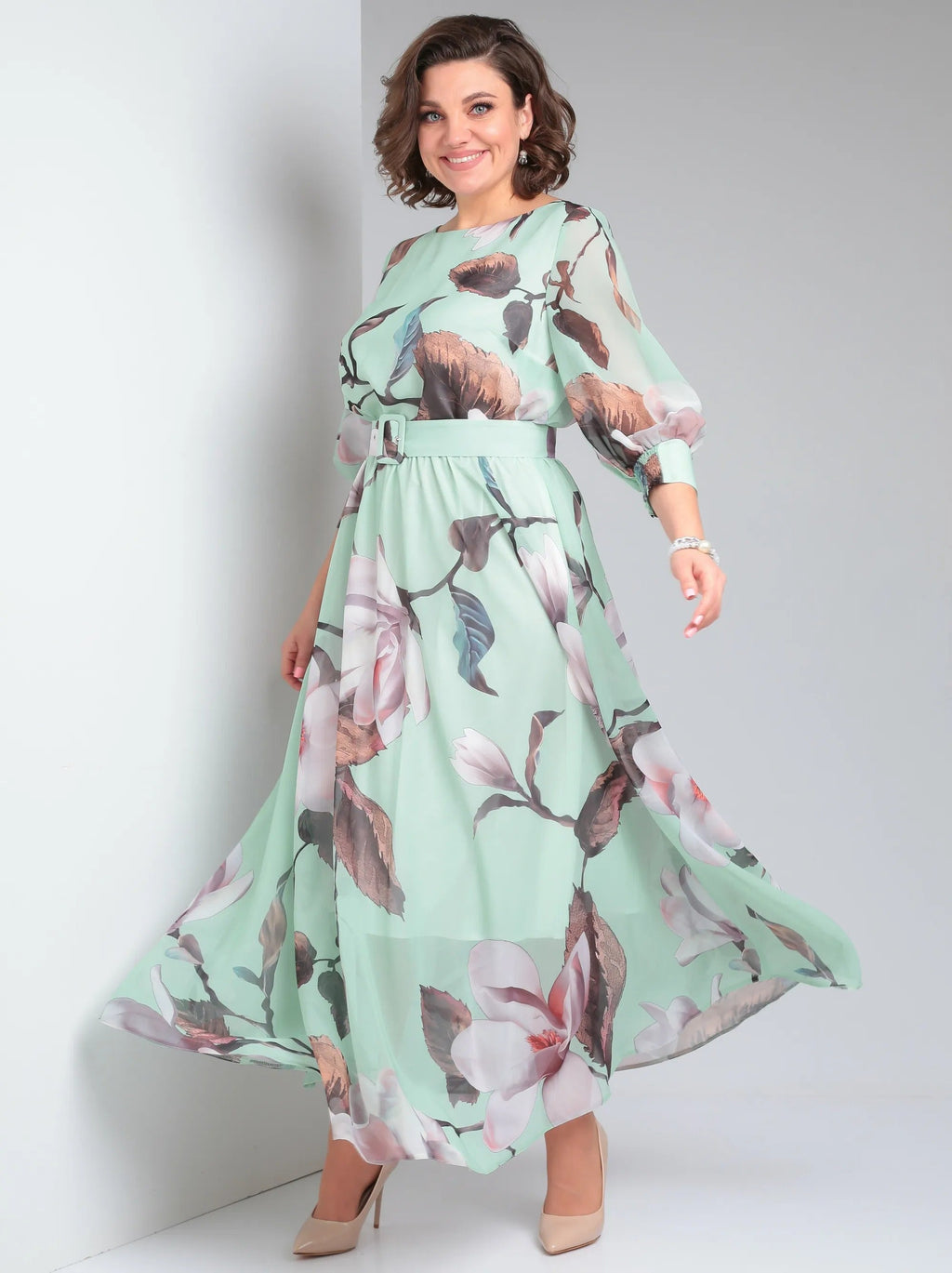 Nirae | Boho-jurk met bloemenprint  Elegante lange damesjurk met riem