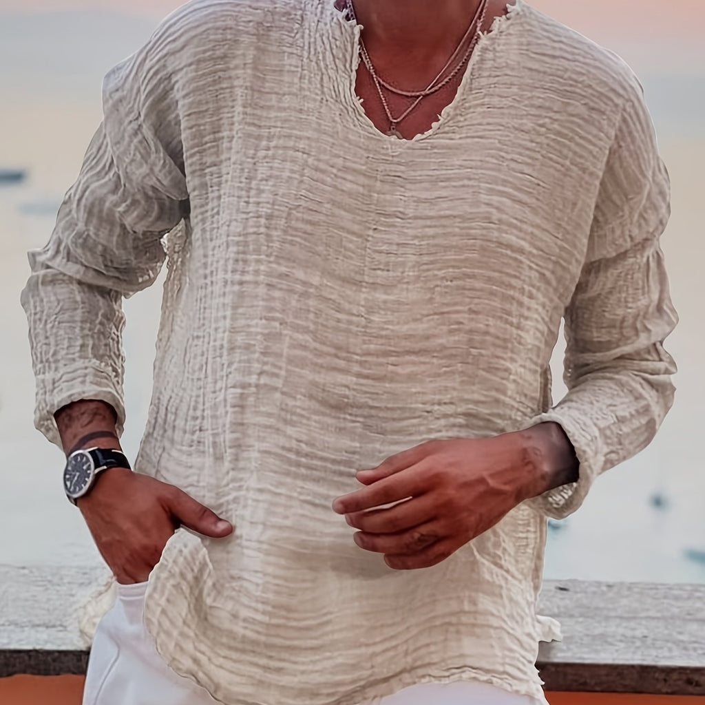 Ziveno | V-hals T-shirt met distressed-look voor heren – Casual zomershirt met halflange mouwen
