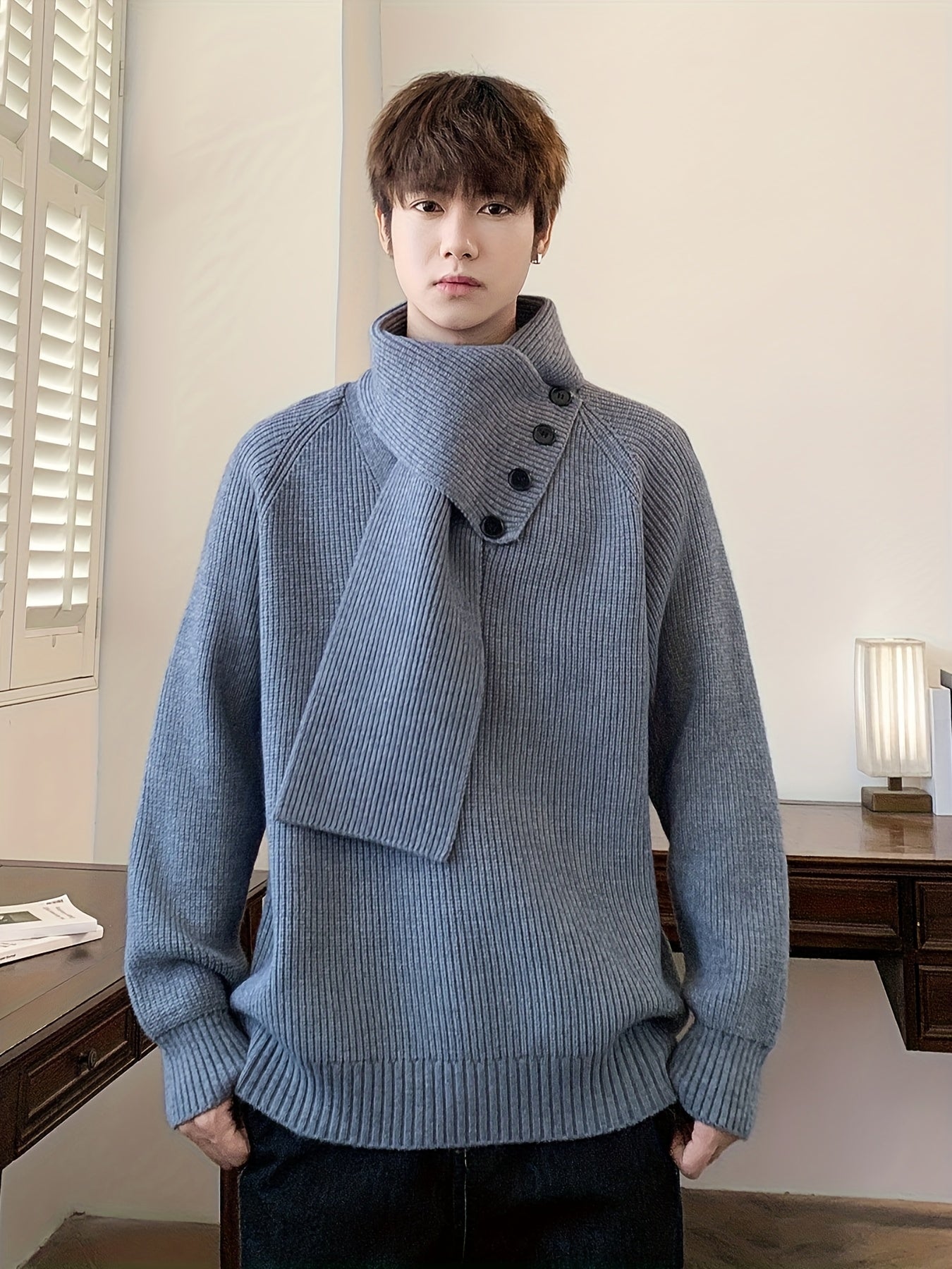 Saelric | Zachte thermische pullover voor heren – Losse pasvorm, ontwerp met knoopsluiting, casual en winterbreiwerk