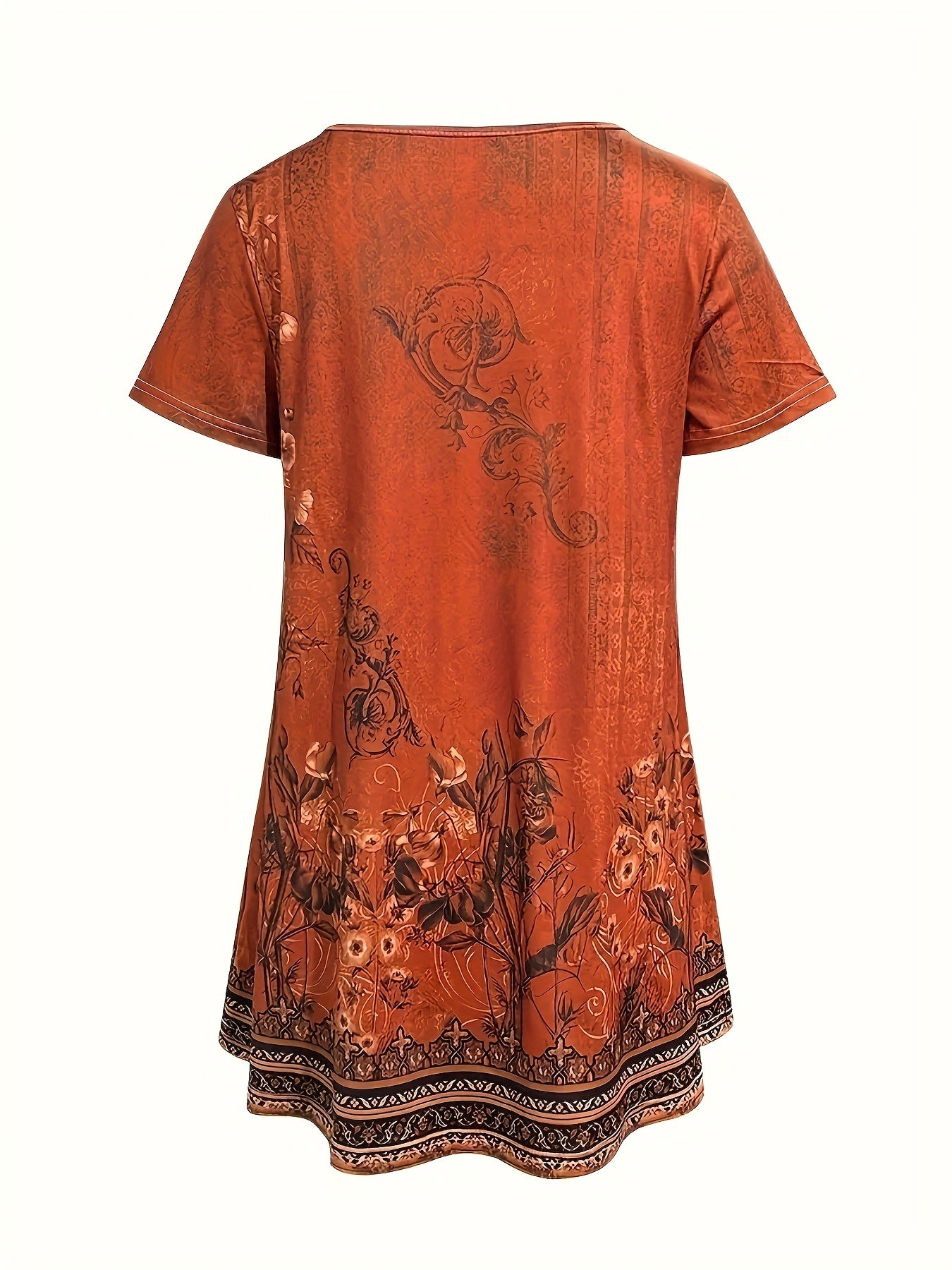 Emersyn | Boho-T-shirt met bloemenprint voor dames – T-shirt met losse pasvorm voor op vakantie