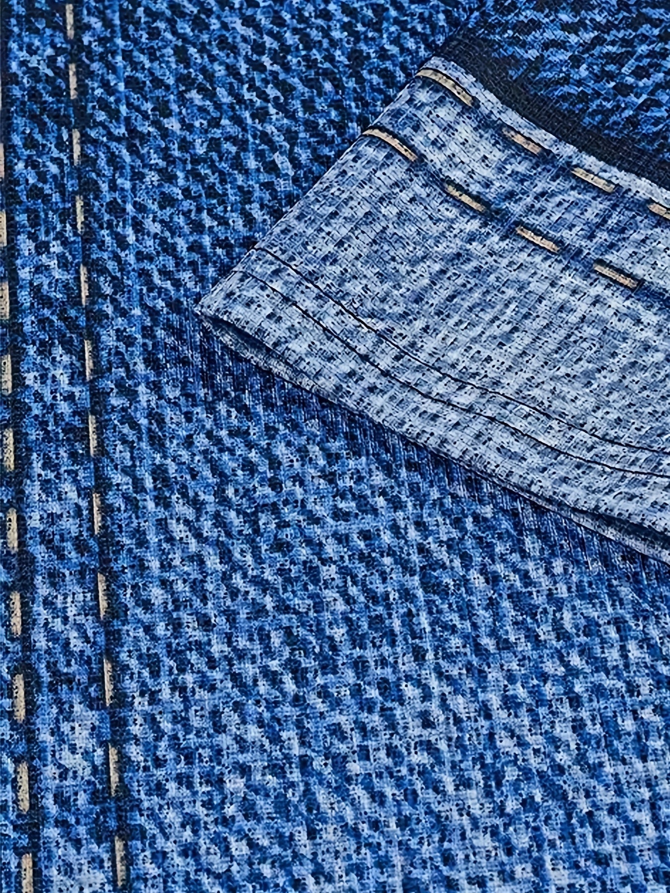 Mirox | Henley-shirt voor heren van wafelstructuur – met 3D-print en kleurblokken, casual