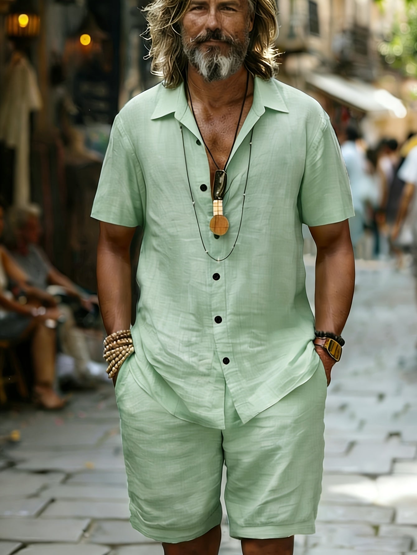 Brent | 2-delige set met casual overhemd en korte broek voor heren – Ademende, lichtgewicht zomerkleding