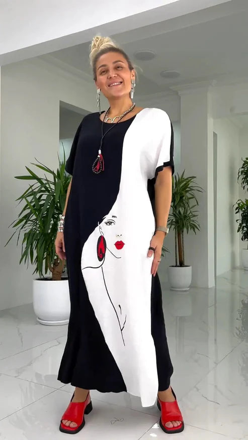 Laelyra | Midi-jurk voor dames – Elegante, soepel vallende jurk van halflange lengte
