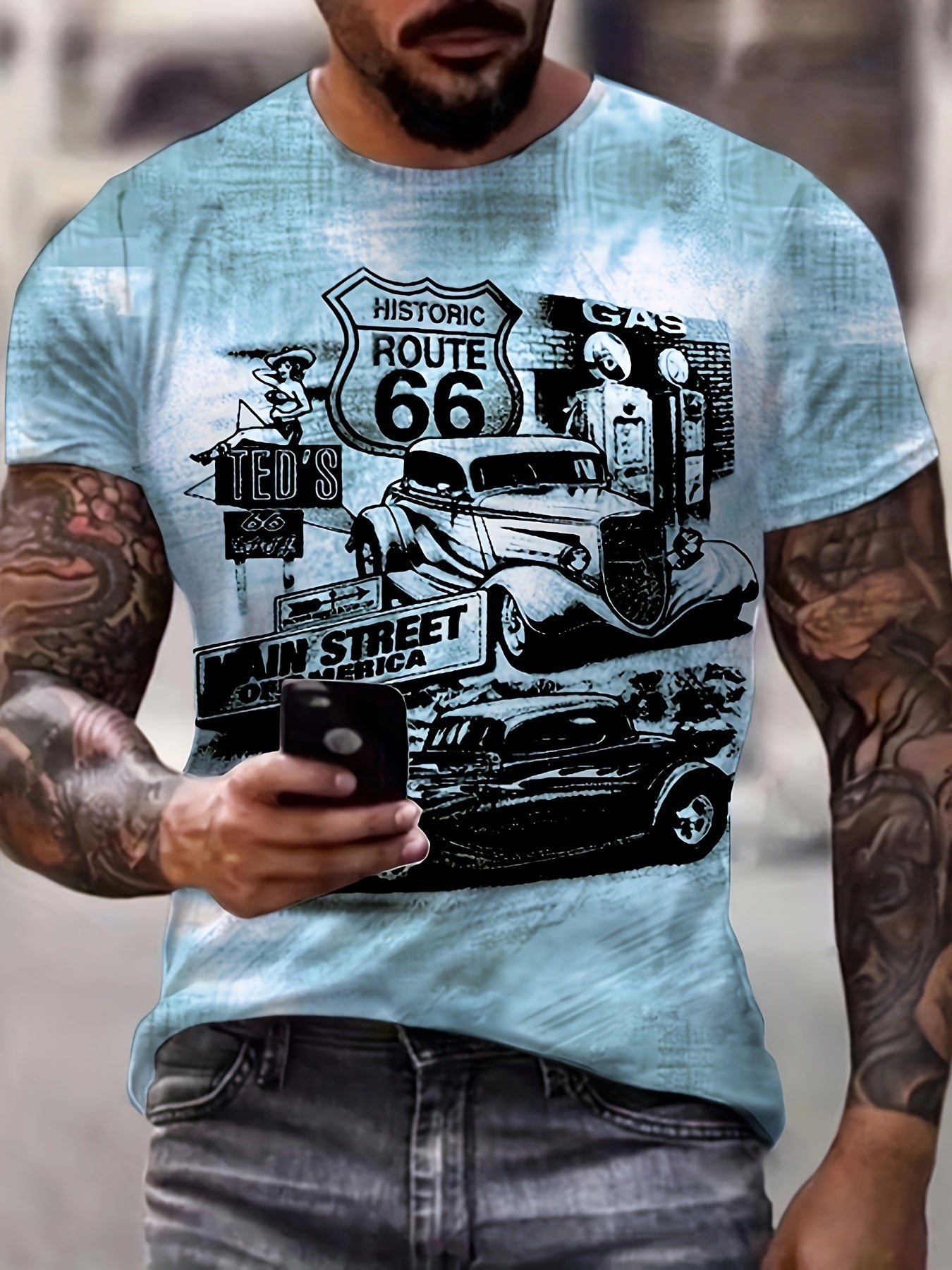Galvian | Heren Grafisch Zomer T-shirt – Lichtgewicht Bedrukt Shirt met Korte Mouwen