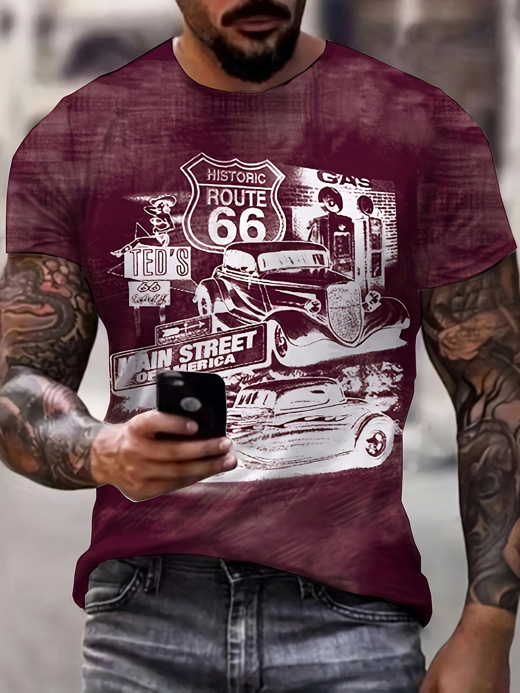Galvian | Heren Grafisch Zomer T-shirt – Lichtgewicht Bedrukt Shirt met Korte Mouwen