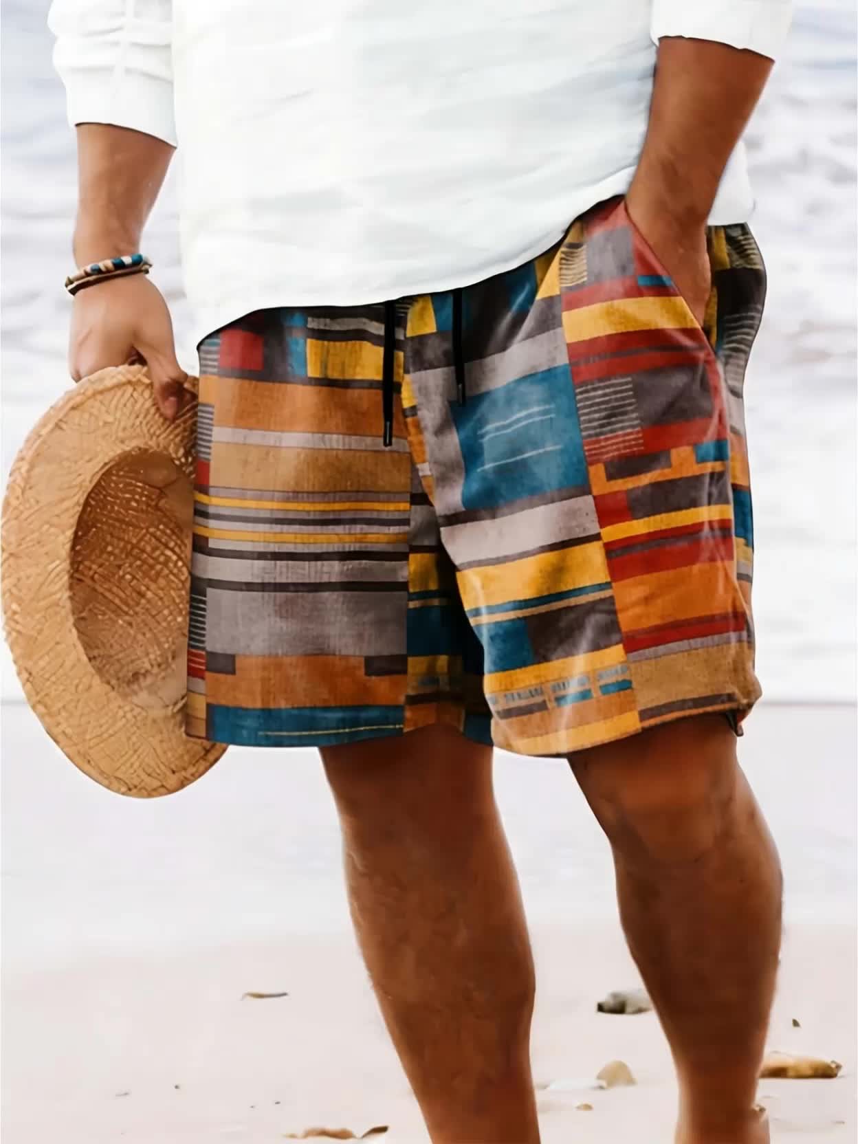 Caelix | Heren Casual Patchwork Print Shorts – Lichtgewicht Zomer Strand- & Kampeershorts