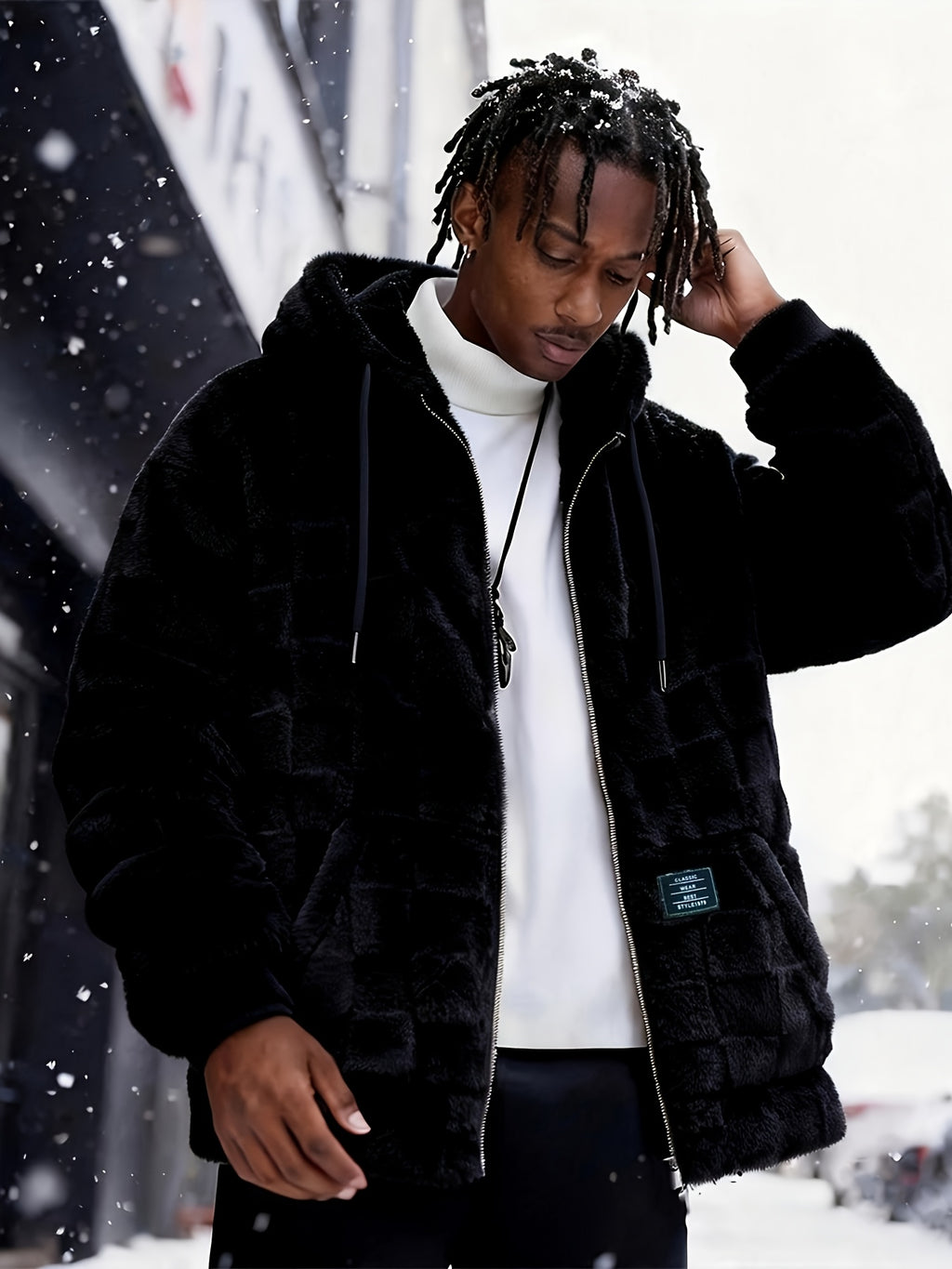 Einarsson | Herenjas met capuchon, warm, pluche, ritssluiting, casual, comfortabel