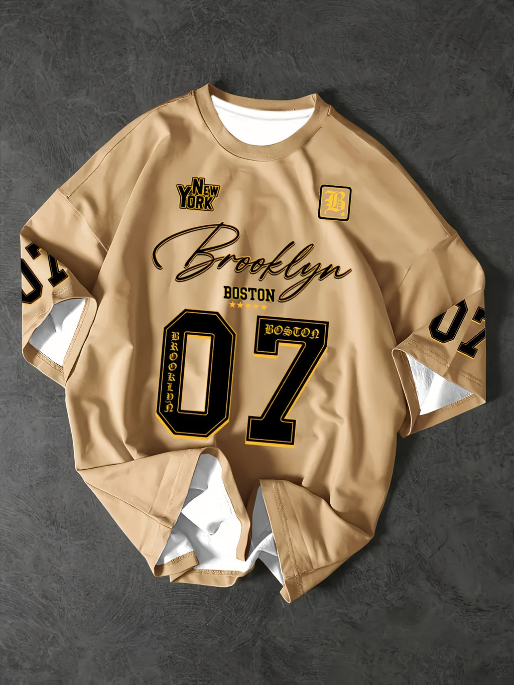 Isen | Heren T-shirt met grafische print Brooklyn 07, oversized pasvorm, casual streetwear