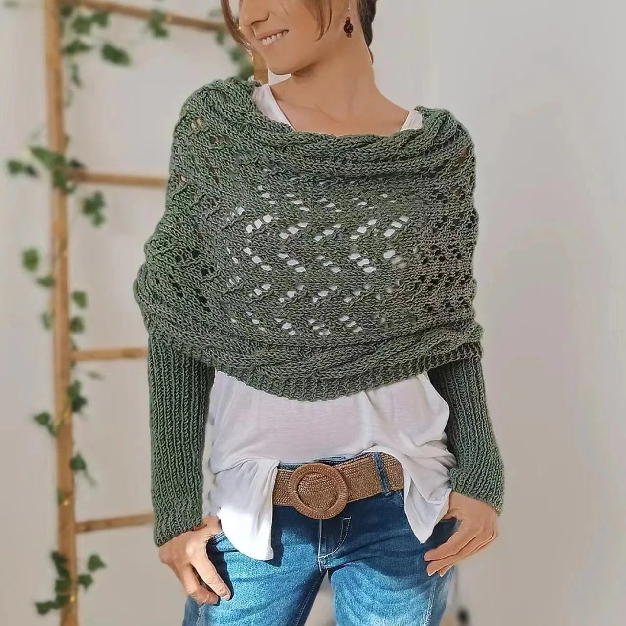 Winifred | Châle tricoté pour femme – Écharpe tricotée oversize confortable pour l'automne et l'hiver