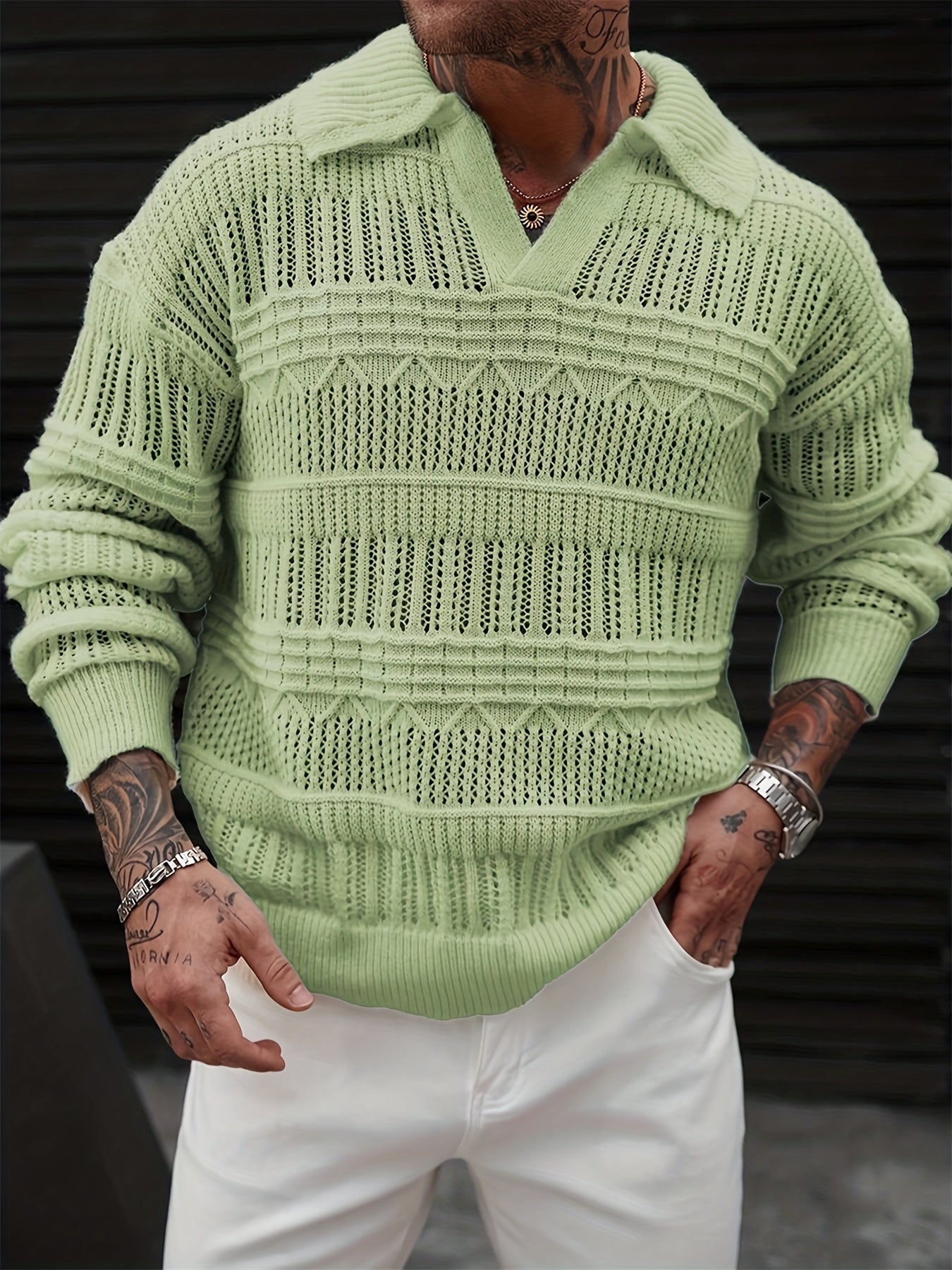 Zayrik | Heren Gebreide Trui met Kraag – Herfst Winter Pullover met Lange Mouwen