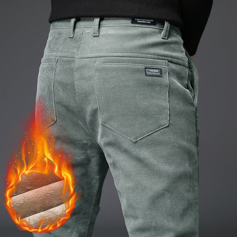 Lyrin | Premium corduroy winterbroek voor heren – Slim fit warme broek met fleecevoering