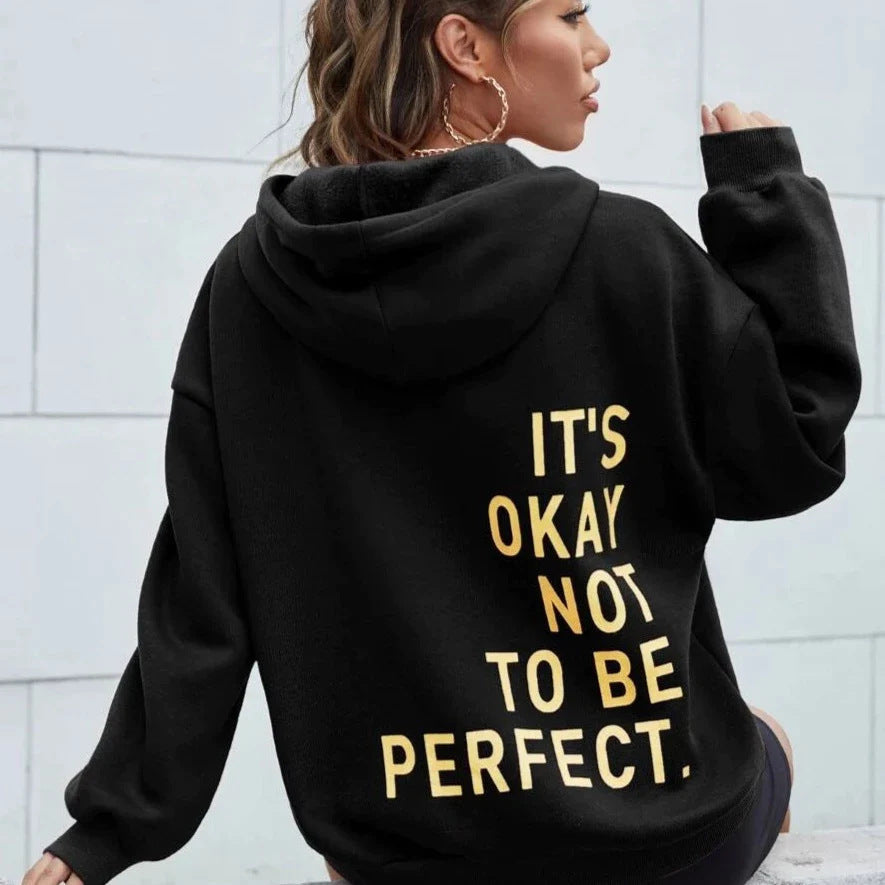 Isaelle | Sweat à capuche imprimé lettres pour femme – Sweat-shirt décontracté à manches longues pour tous les jours 