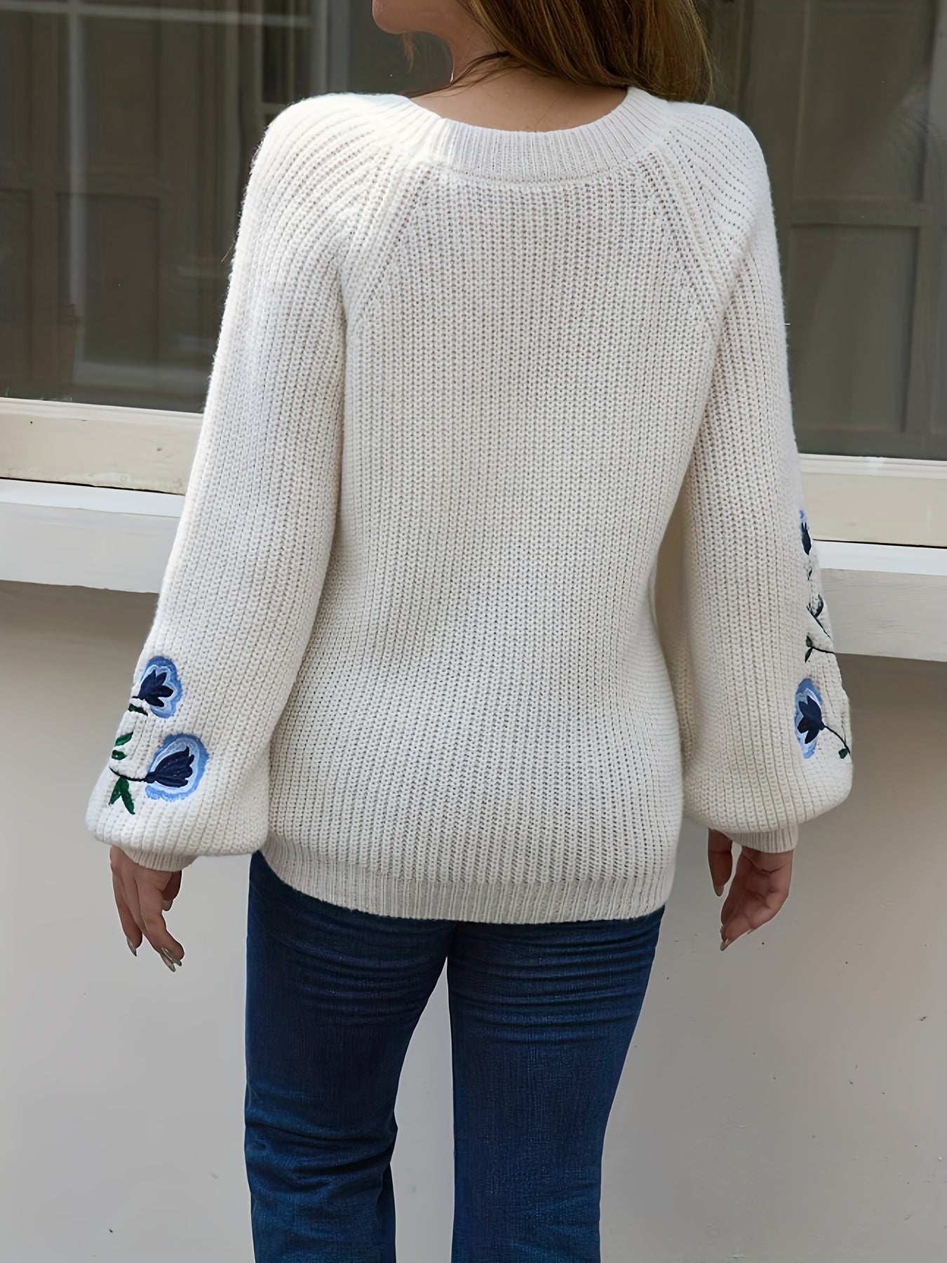 Jessa | Gebreide trui met bloemenborduursel voor dames – pullover