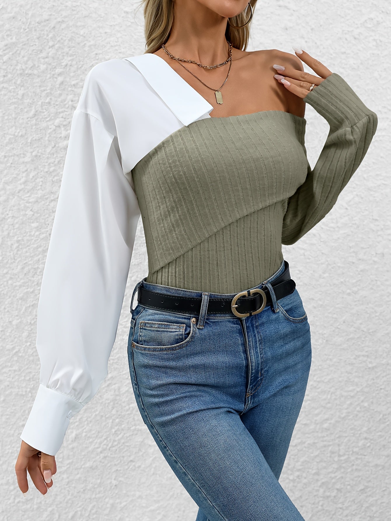 Ianthe | Casual damesoverhemd met kleurblokken – Elegant model met lange mouwen