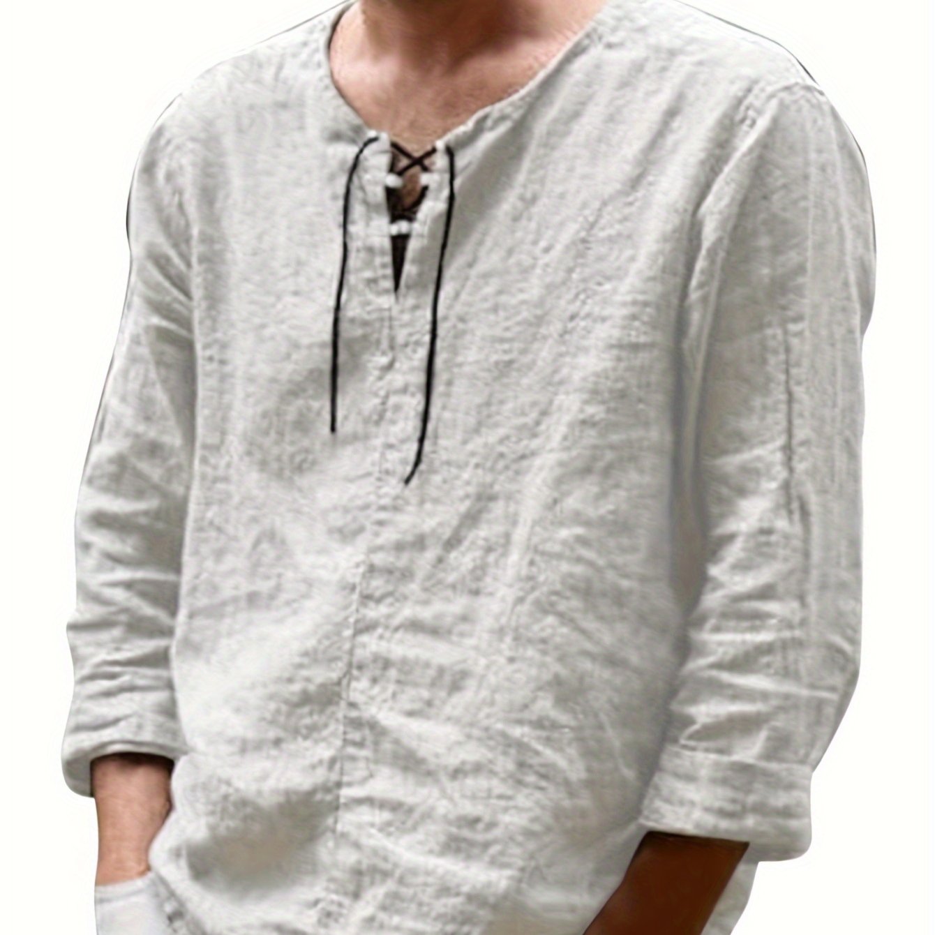 Arne | Herenhemd van katoen linnen - lange mouwen, casual los model, strikkraag