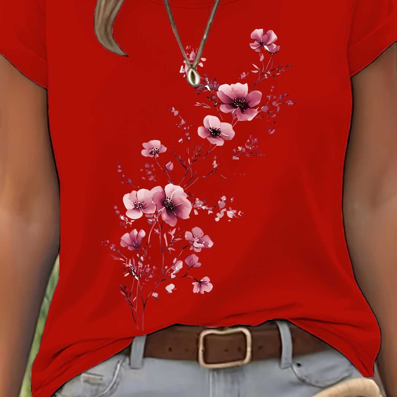 Vionyxen | Dames-T-shirt met bloemenprint in aquarelstijl – Casual zomertop