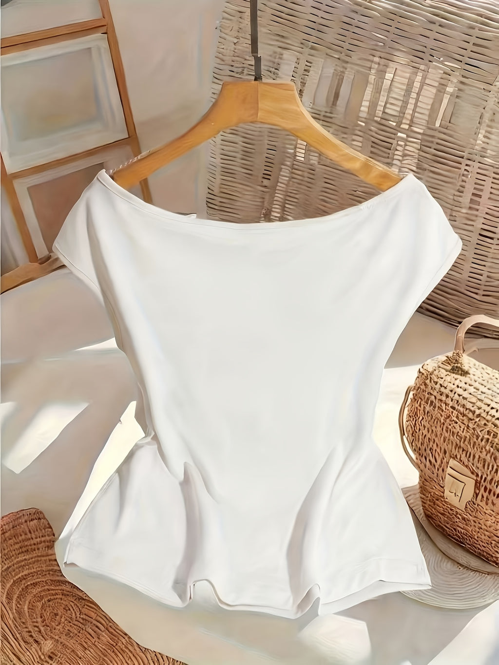 Lyna | Dames off-shoulder top – chique elegante blouse met korte mouwen, slim fit casual zomerblouse