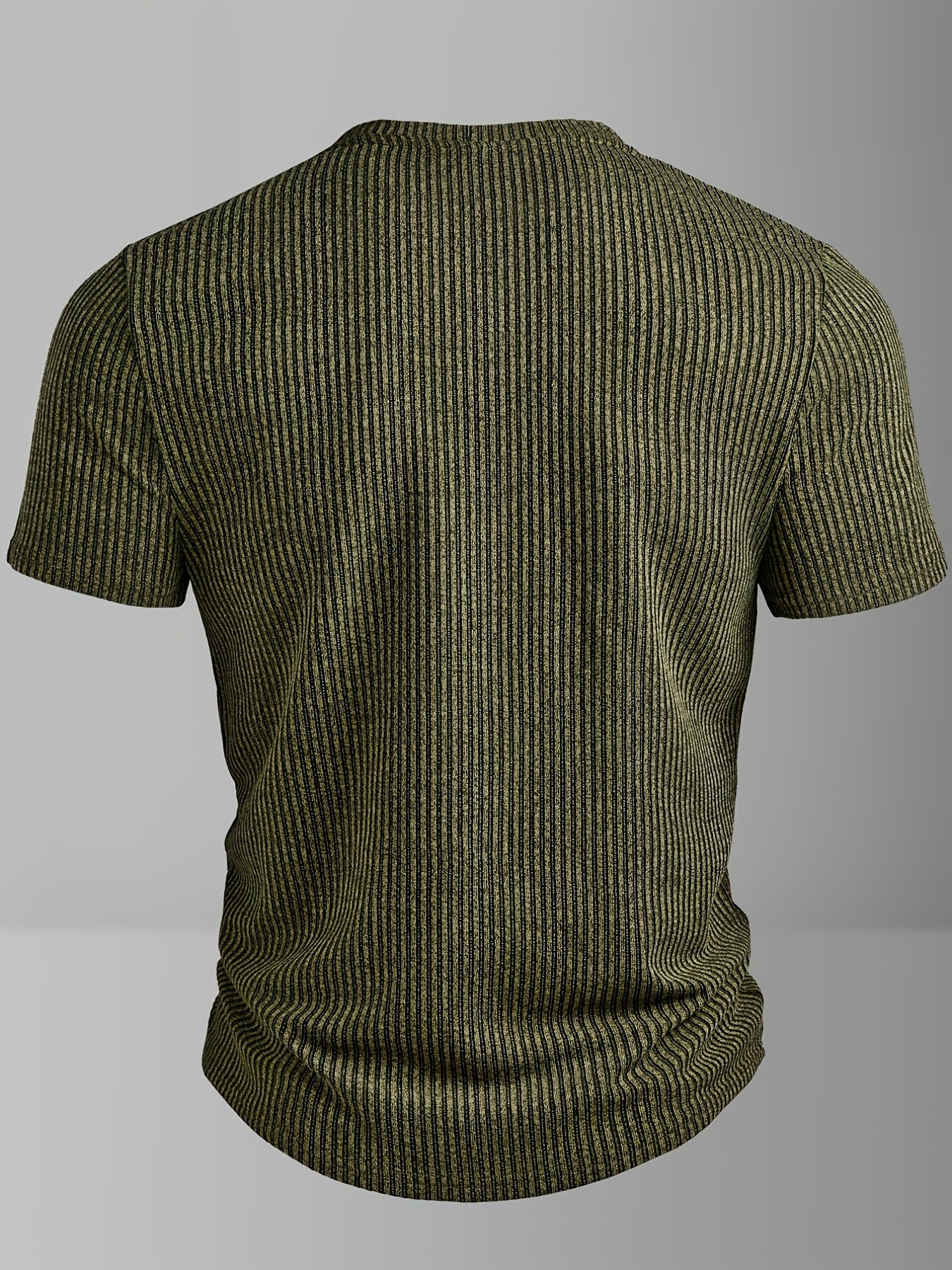 Bion | Heren lente V-hals sportshirt – tweekleurig gestreept sportshirt met korte mouwen