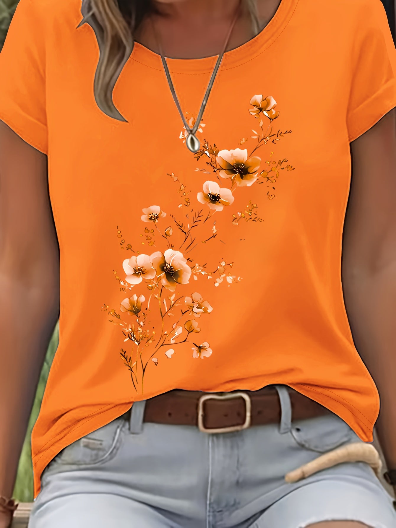 Vionyxen | Dames-T-shirt met bloemenprint in aquarelstijl – Casual zomertop
