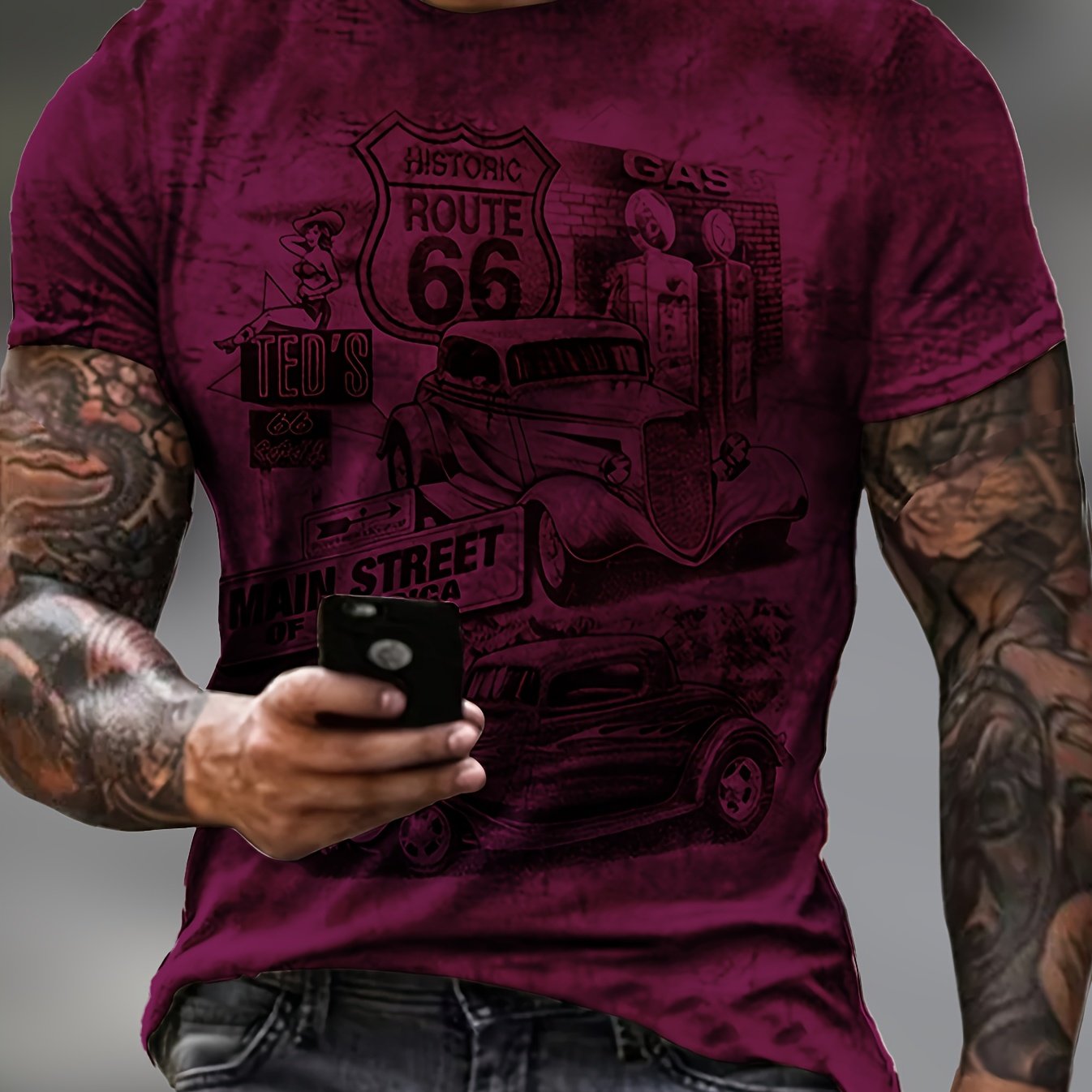 Galvian | Heren Grafisch Zomer T-shirt – Lichtgewicht Bedrukt Shirt met Korte Mouwen