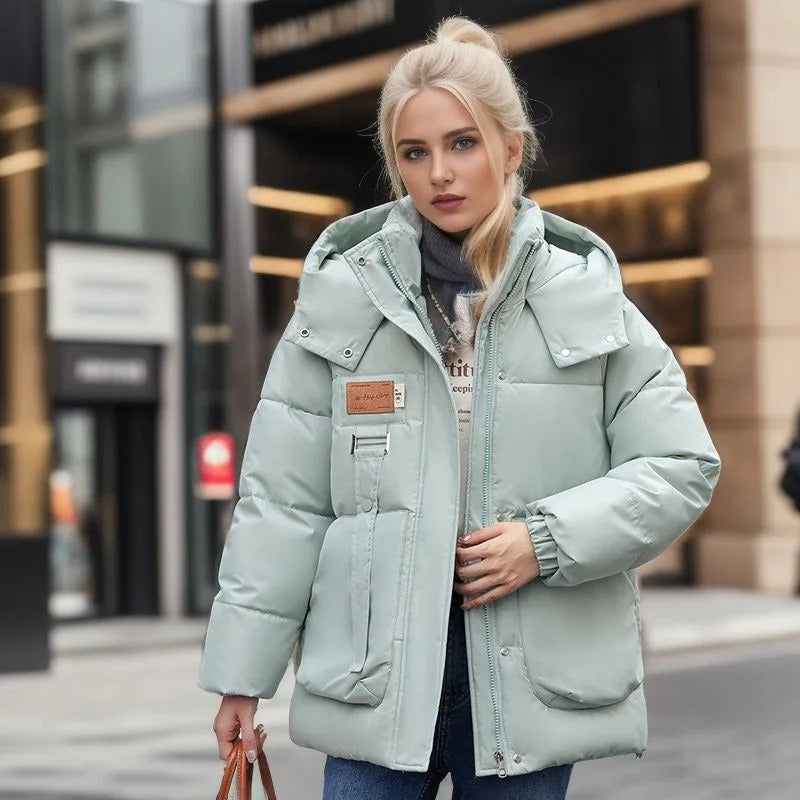 Delwyn | Doudoune imperméable et coupe-vent – ​​Veste d'hiver imperméable et coupe-vent avec capuche et isolation