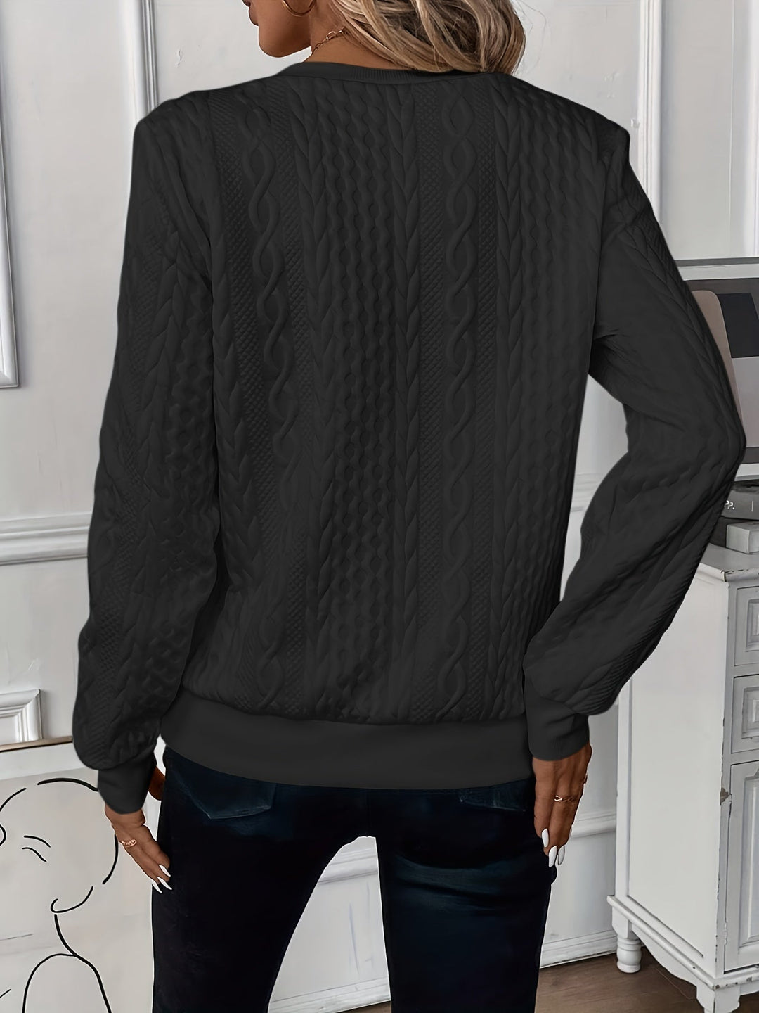 Ulthira | Zopfmuster-Pullover mit halbem Reißverschluss – Weicher Pullover aus Baumwollmischgewebe, stylisches Oberteil zum Drunterziehen