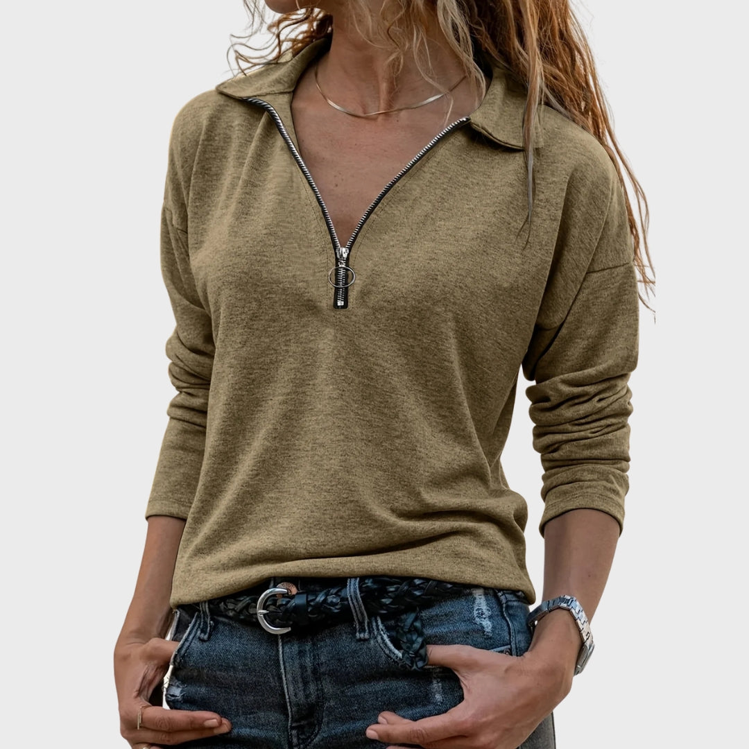 Cato | Sweat-shirt à demi-zip d'automne, pull chic et décontracté pour l'automne et les activités de plein air