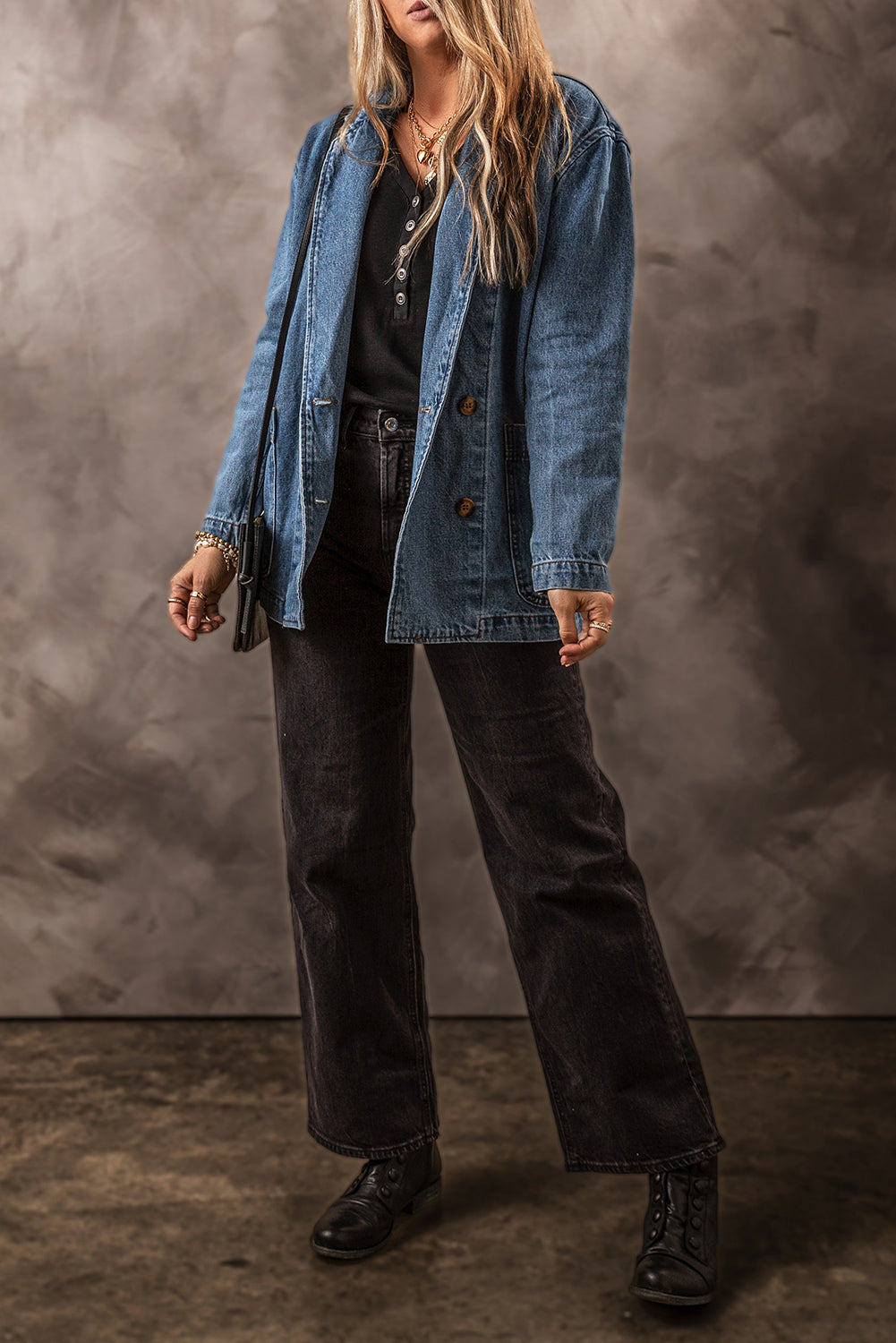 Tavrinae | Dames Casual Denim Jack – Reverskraag, Zijzakken en Klassieke Pasvorm