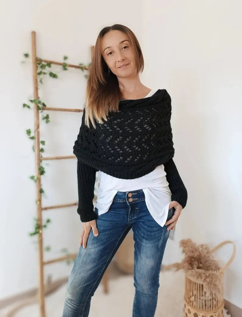 Winifred | Châle tricoté pour femme – Écharpe tricotée oversize confortable pour l'automne et l'hiver