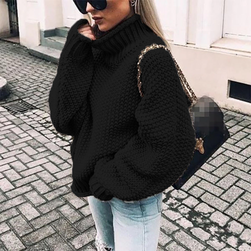 Ronja | Pull à col roulé oversize en grosse maille pour femme – Pull d'hiver chaud et confortable