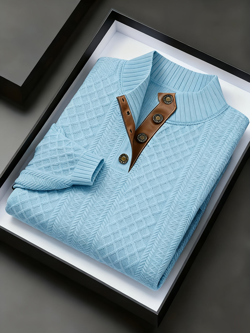 Denric | Standkraag jacquard gebreide trui, gestructureerde pullover voor herfst- en winterkleding, warme outdoor trui