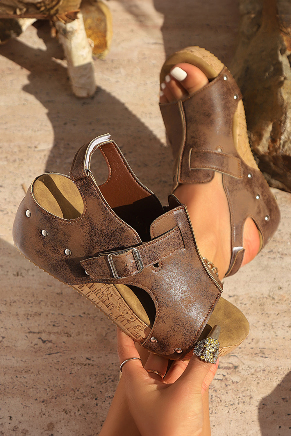 Greer | Dames Sandalen met Verhoogd Platform – PU-Leren Uitsnede Design