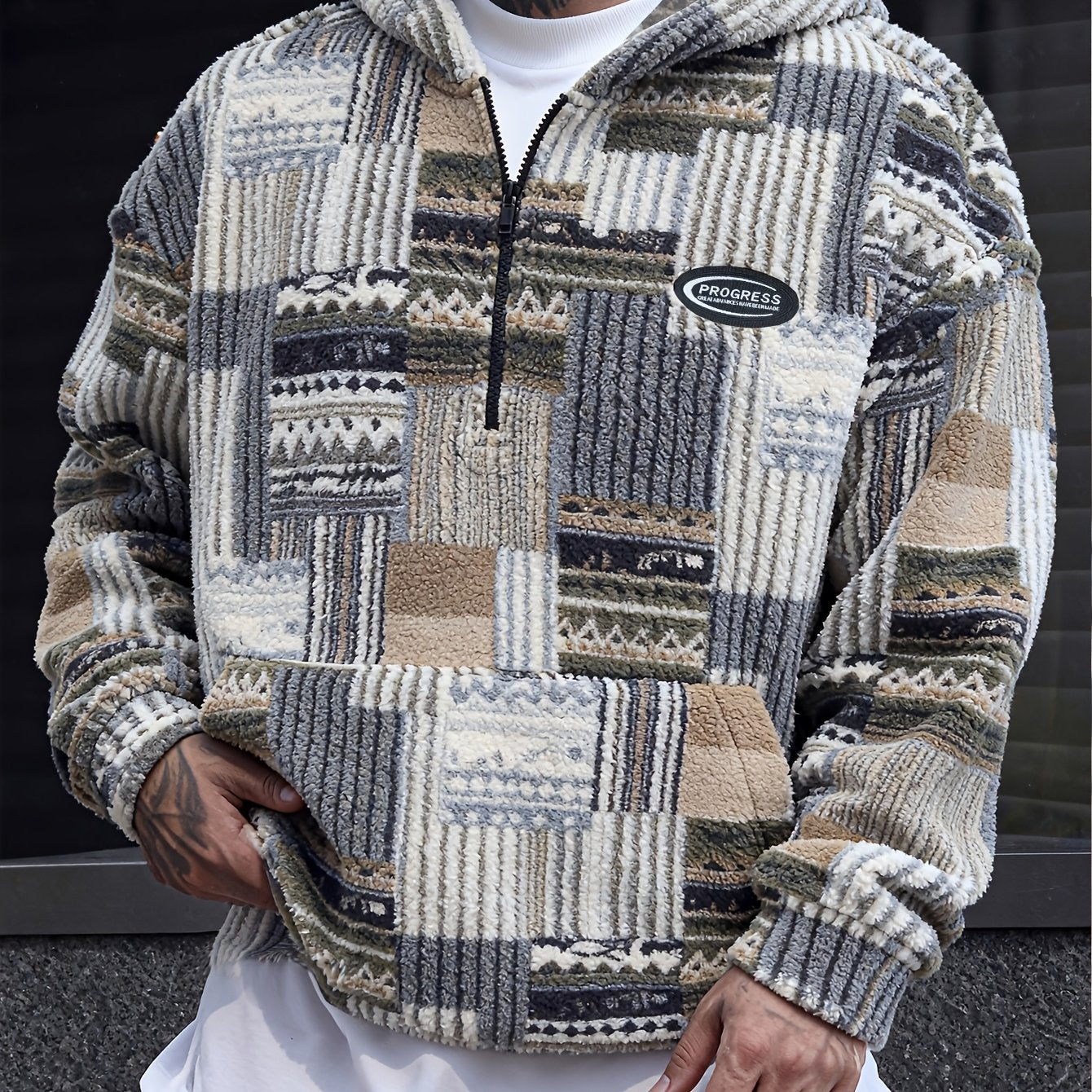 Heryn | Trendy herensweatshirt met capuchon, ritssluiting en grote zakken