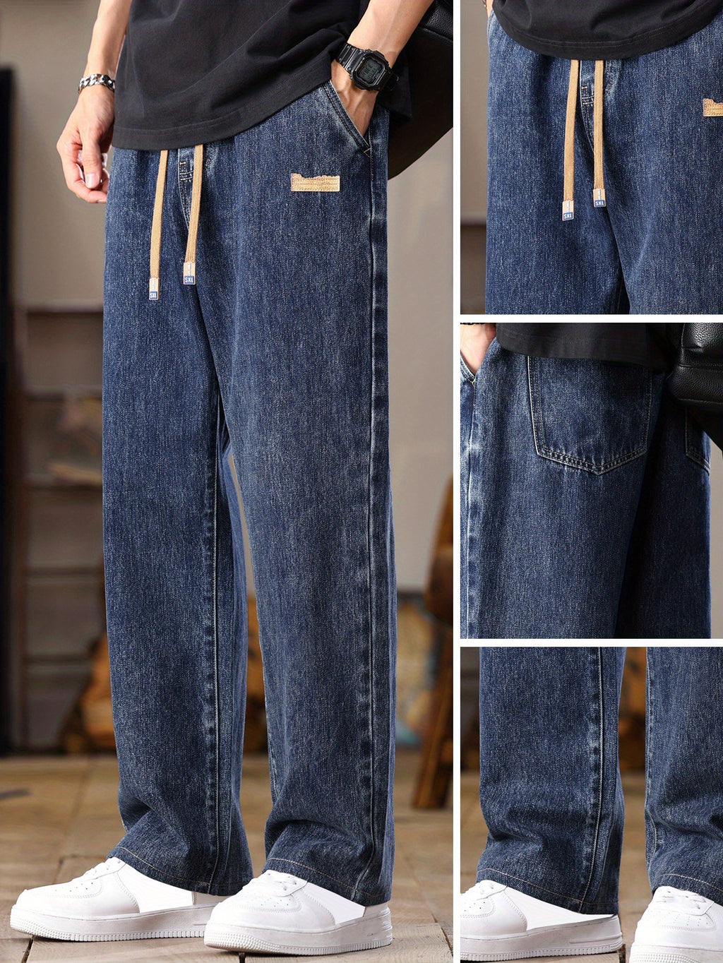 Thrynn | Lichtblauwe herenjeans in Koreaanse stijl – rechte pasvorm