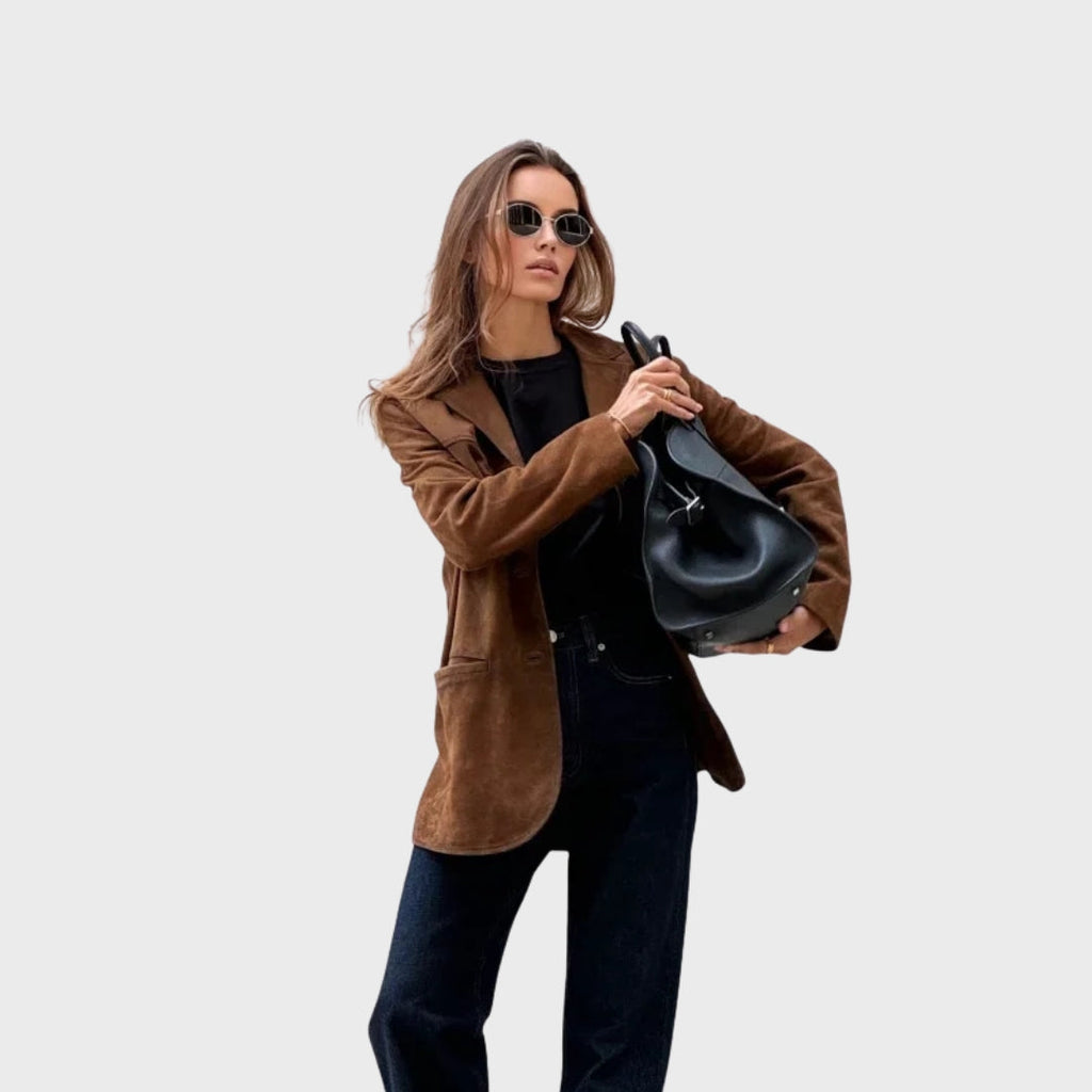 Selvyn | Veste chaude en daim à revers pour femme – Manteau élégant d'automne et d'hiver