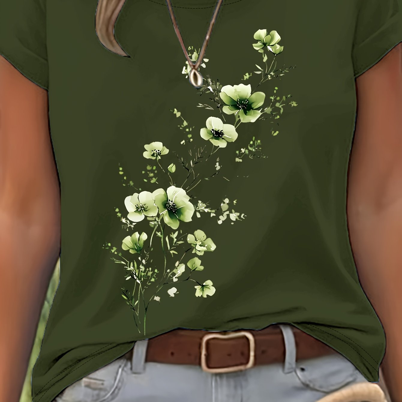 Vionyxen | Dames-T-shirt met bloemenprint in aquarelstijl – Casual zomertop
