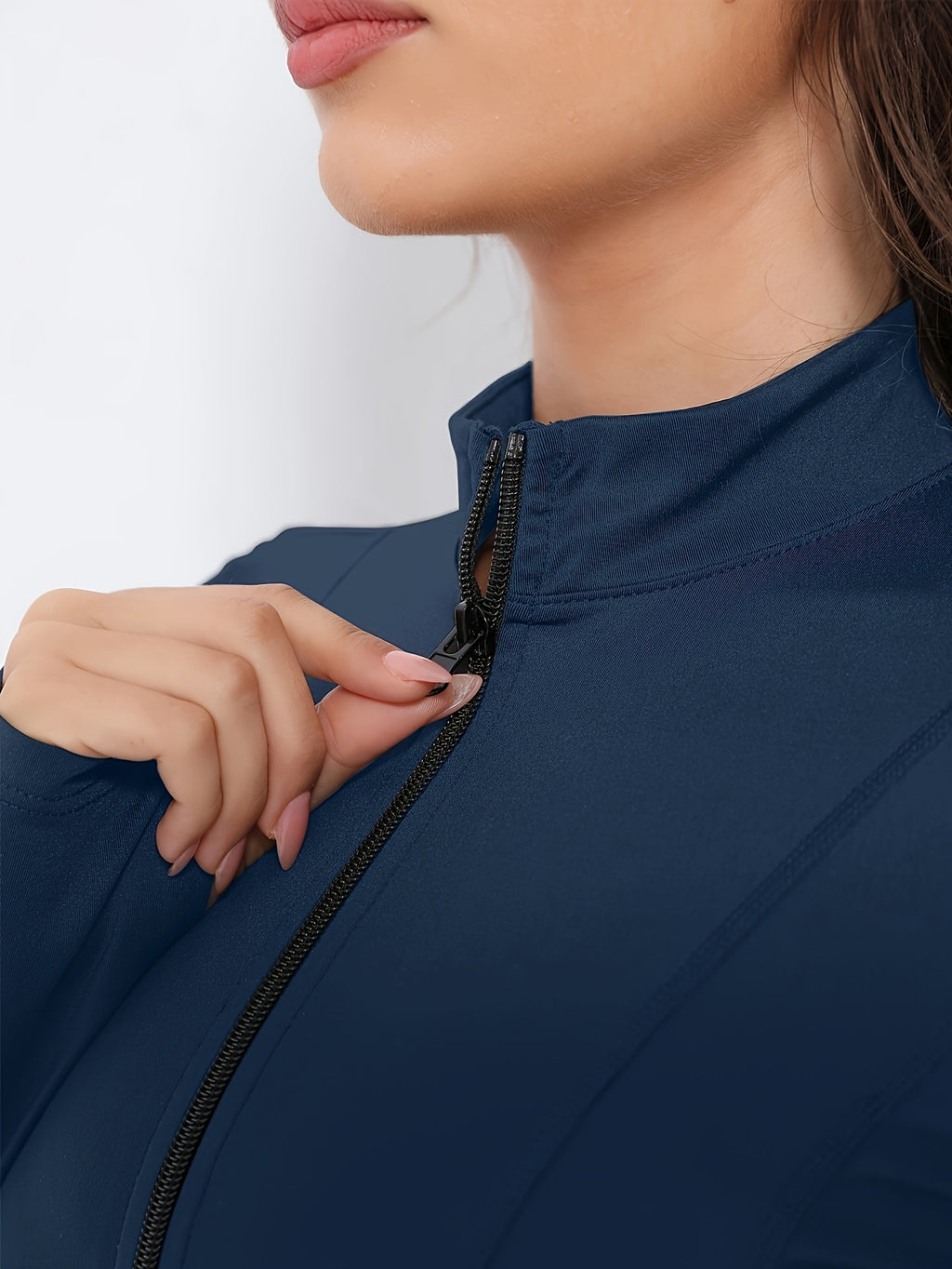 Amity | Veste de sport pour femme avec fermeture éclair, en polyester, idéale pour le running, col rond