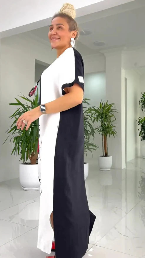 Laelyra | Midi-jurk voor dames – Elegante, soepel vallende jurk van halflange lengte