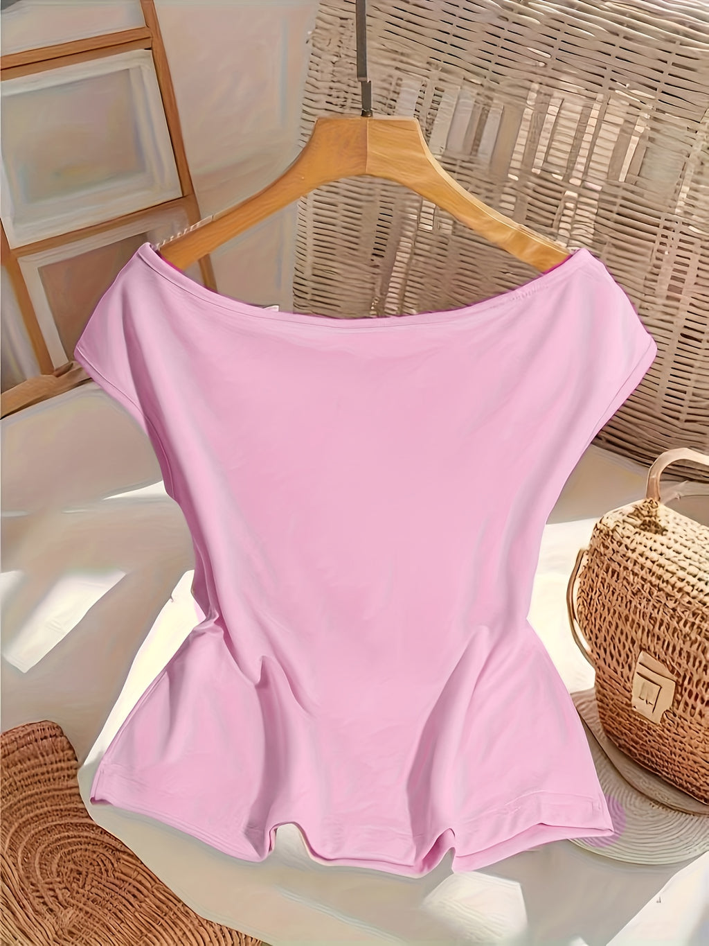 Lyna | Dames off-shoulder top – chique elegante blouse met korte mouwen, slim fit casual zomerblouse