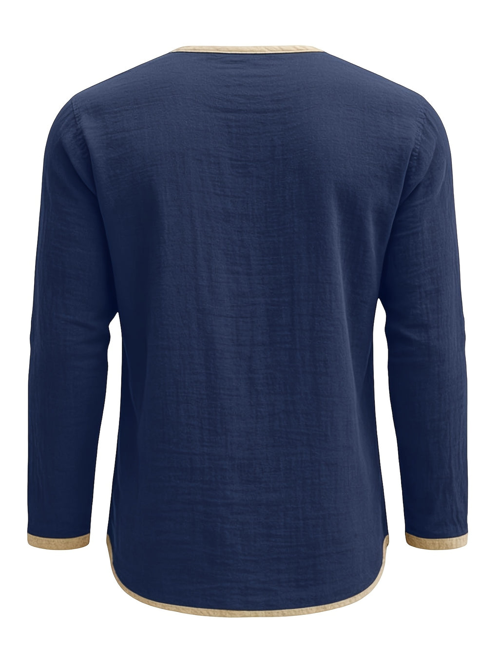Ravix | Linnen Henry-overhemd voor heren – Casual strandoverhemd met lange mouwen en knopen