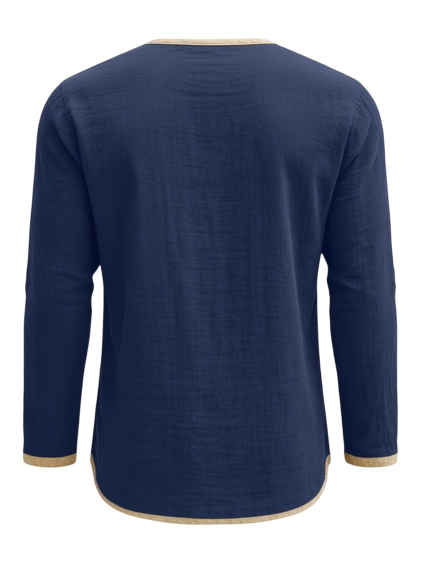Ravix | Linnen Henry-overhemd voor heren – Casual strandoverhemd met lange mouwen en knopen