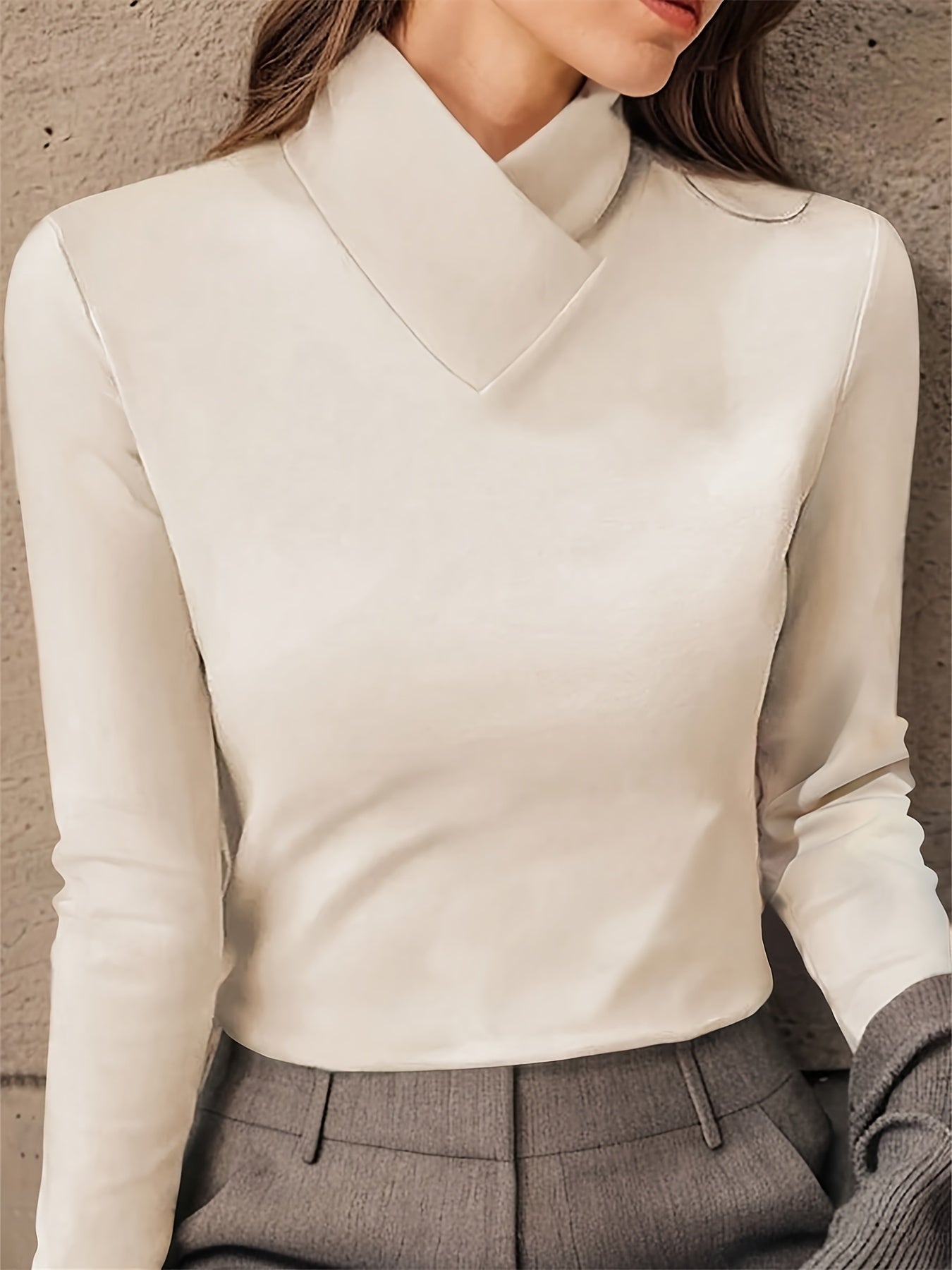 Vesira | Dames shirt met hoge hals en lange mouwen – Warme casual trui voor herfst en winter