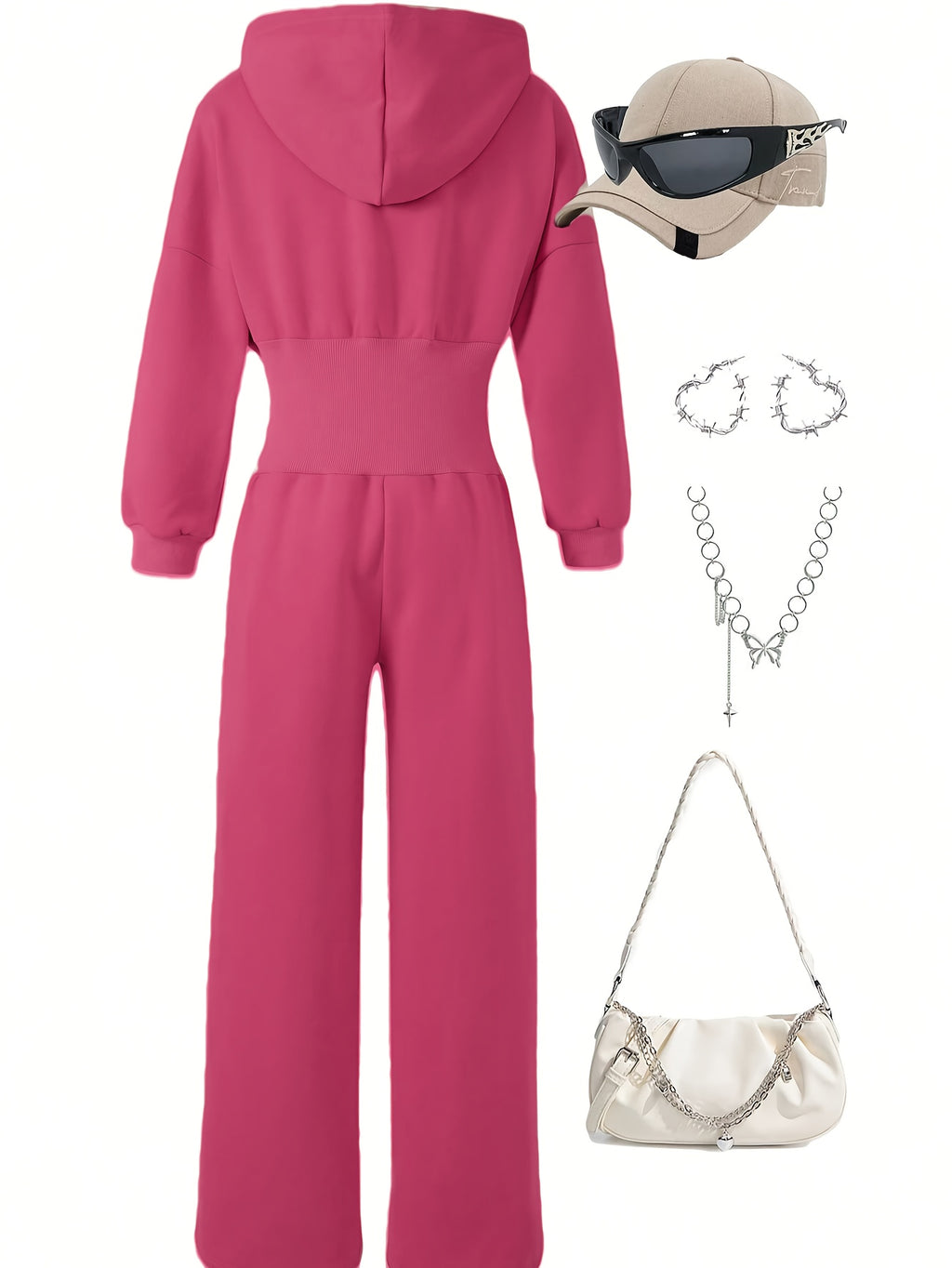 Quivara | Dames jumpsuit met capuchon en hoge taille – Casual, lounge, streetwear outfit
