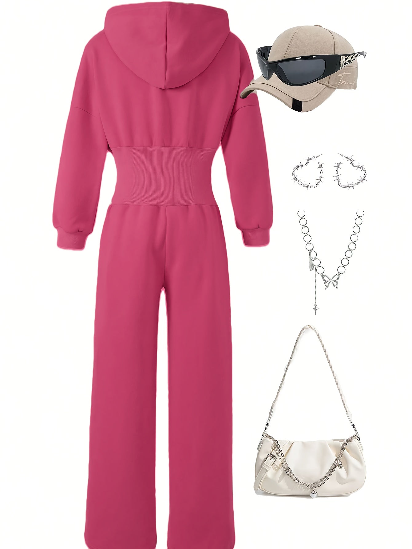 Quivara | Dames jumpsuit met capuchon en hoge taille – Casual, lounge, streetwear outfit
